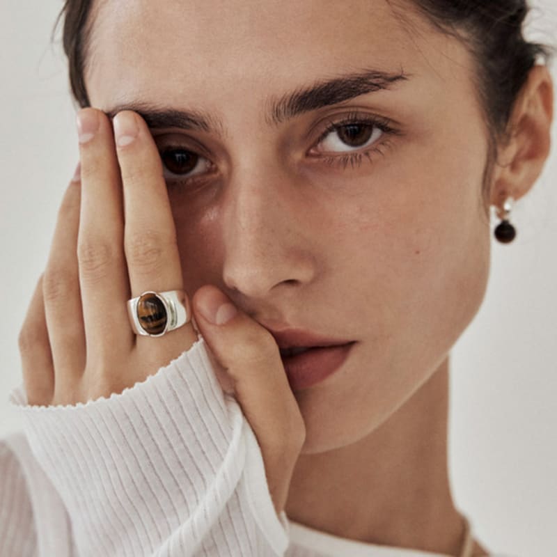 Dewy Desert Moon Ring(tiger Eye)