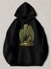 Black Pullover Hoodie Featuring Vintage Weeping Willow Tree And Open Book Graphic Unisex Casual Sweatshirt with Kangaroo Pocket Fo