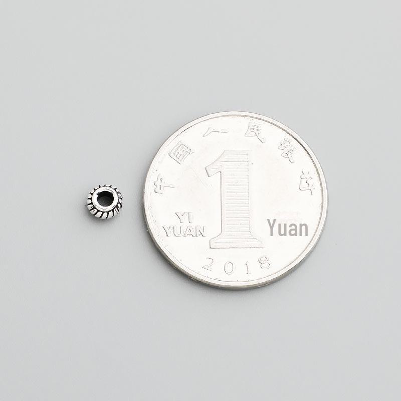 S925 Sterling Silver Striped Lantern Spacer Beads for DIY Beaded Bracelets