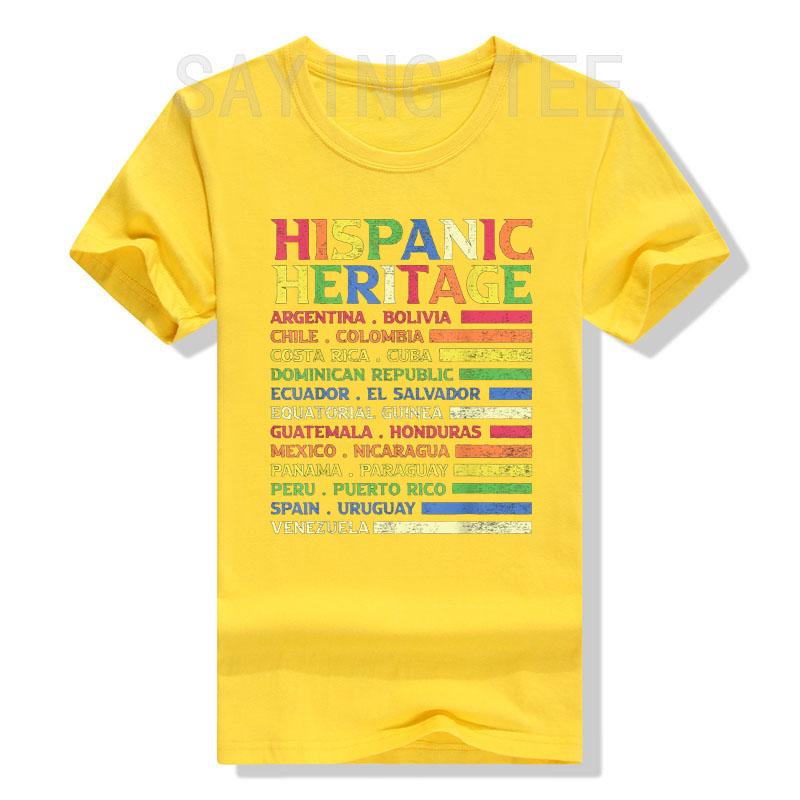 Hispanic Heritage Month National Latino Countries Flag T-Shirt Letters Printed Graphic Tee Top La Herencia Hispana Women Clothes