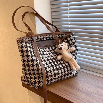 High-capacity Handbags for Women  Retro Trend  Versatile Leisure  Thousand Birds  Grid Color  New Fashion