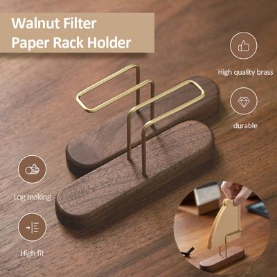 Walnut Filter Paper Rack Holder Wooden Coffee Paper Storage Stand Hand-made Fan-shaped Coffee Filter Holder Coffee Accessories