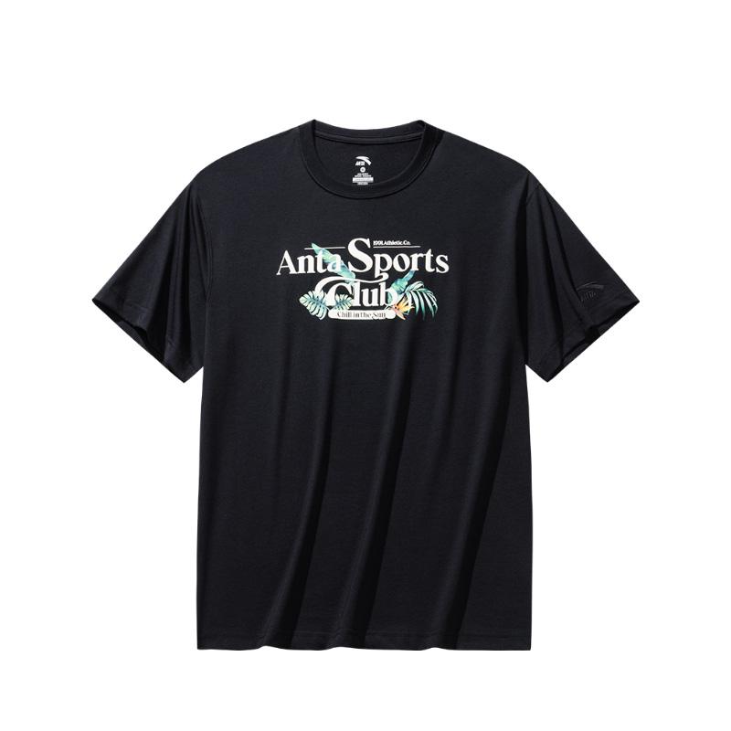

Anta Comfortable Minimalist Versatile Casual Letter Plant Print Round Neck Short Sleeve T-Shirt Men Tops Basic-Black 152538122-3 3XL