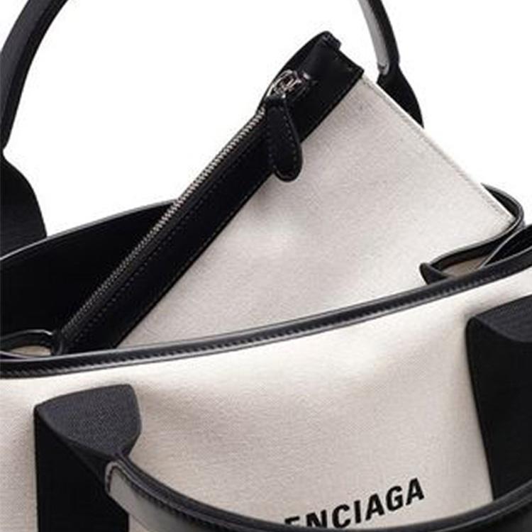 Balenciaga Malá nákupní taška Cabas Přírodní/Černá Dámské Tote_bags Krémová 339933-2HH3N-9260