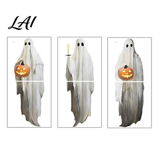 PVC Glass Clings for Bedroom Halloween Ghost Window Stickers Removable Wall Decals Peel And Decorative Stickers Clean Surfaces Stick Self-Adhesive