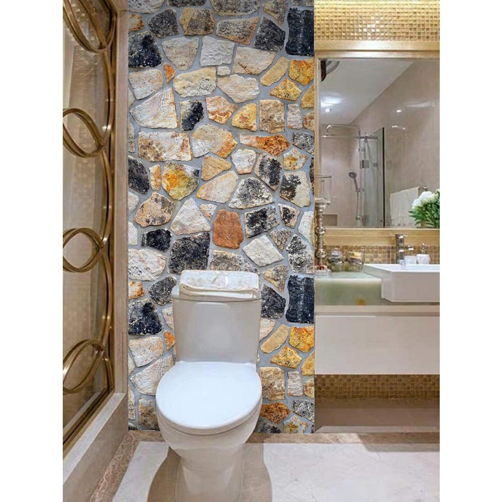 

1roll Stone Pattern Wall Paper, Simple VC Wall Adhesive Roll For Home Decoration