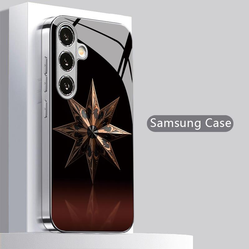 2D Phone Case with Starburst Relief Pattern for Samsung S26 S25 S24 S23 S22 S21 S20 A56 A36 A16 - Glass Protective Cover