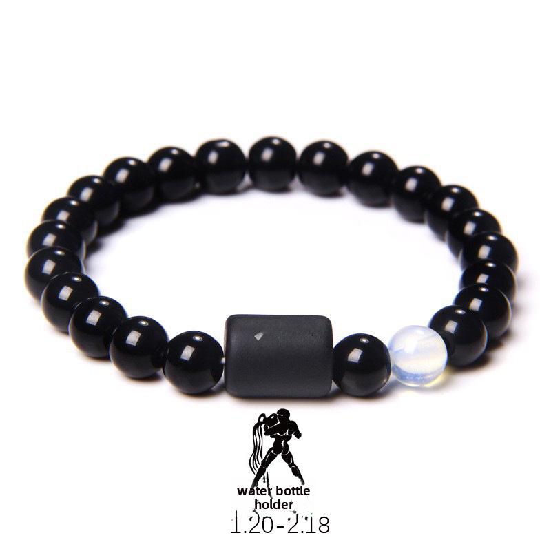Zodiac Obsidian Bracelets: Elastic Beaded Design for Men and Women, Softly Wraps Around Fingers.
