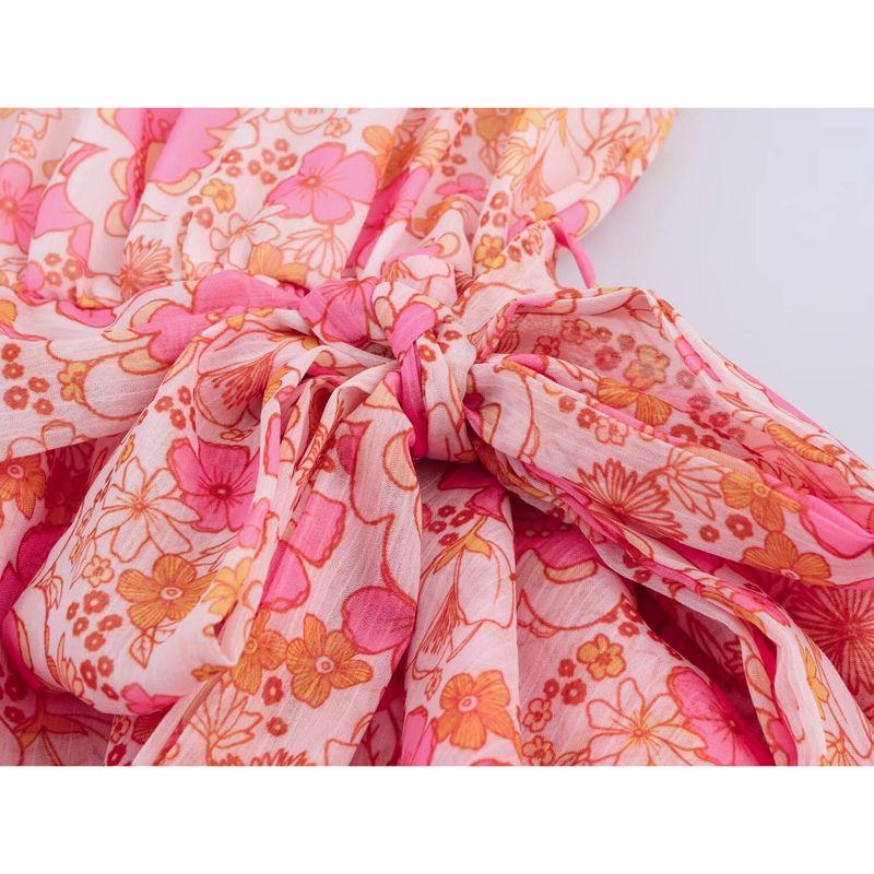 Kaslead New Women clothes Western Style Sweet Style Small Floral Neckline Lace Dress