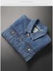 Men's Solid Color Denim Jacket - Long-Sleeve, Loose Fit, Casual Workwear, Spring Collection, Large Sizes Available.