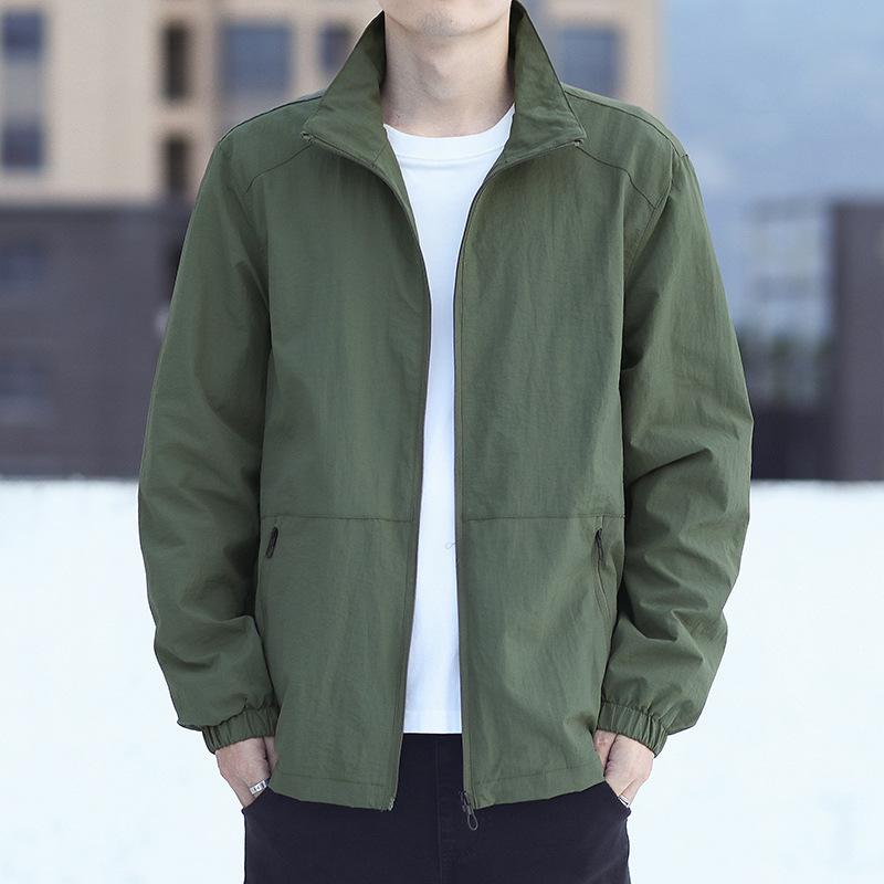Kurtka Męska Cienka Stójka Oversize Kurtka dla Grubasa Męska Wszechstronna Luźna Góra