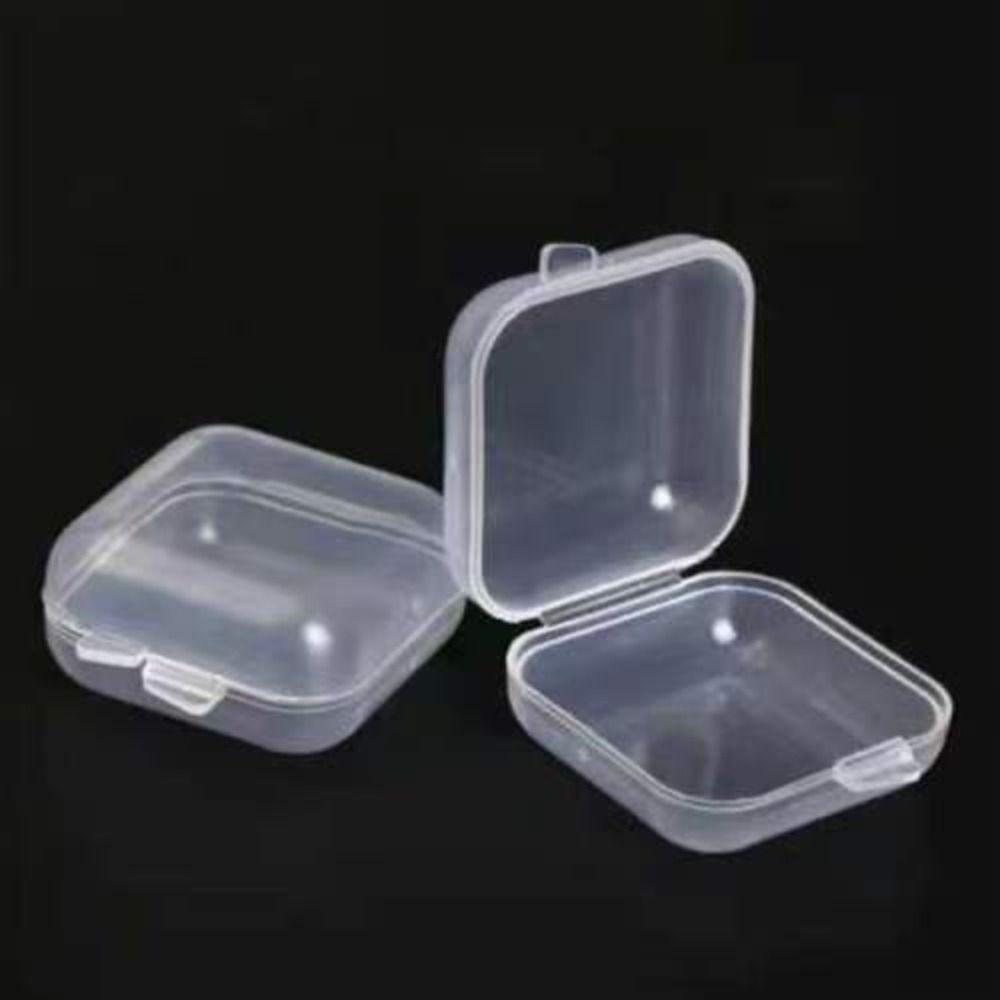 100 Pcs Transparent Mini Storage Box Finishing Square Plastic Case Jewelry Storage Case  Girls Women