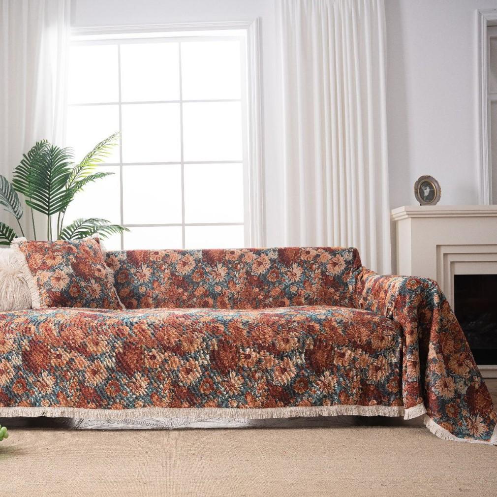 Jacquard Sofa Towel Monet Oil Painting Fringed Four-season Universal Full Cover All-inclusive Universal Cover Blanket Sofa Cover