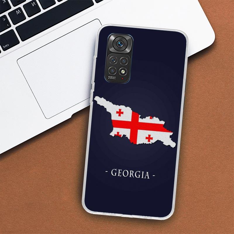 Georgia Flag Phone Case For Xiaomi Redmi Note 13 12 12S 11 11S 10 10S 9 9S 11T 11E Pro Plus 8 8T 7 + Coque Cover