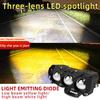 3 Lens Motorcycles LED Headlight Work Spot Light Hi/Low Beam Motorbike Spotlight Driving Fog Lamp External Scooters Headlamps