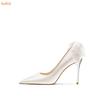 Fashion 2025 New Arrivals Butterfly Knot Party Dress Pumps Pointed Toe Thin Heels Shoes Slip On Shallow Metal Heels Shoes