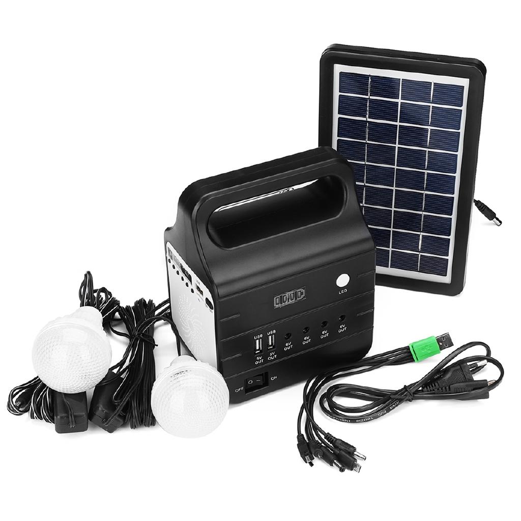 25W Solar Generator With Solar Power Panel 2xLED Bulb Solar-charging FM Support Stereo Speaker Multi-functional Generators