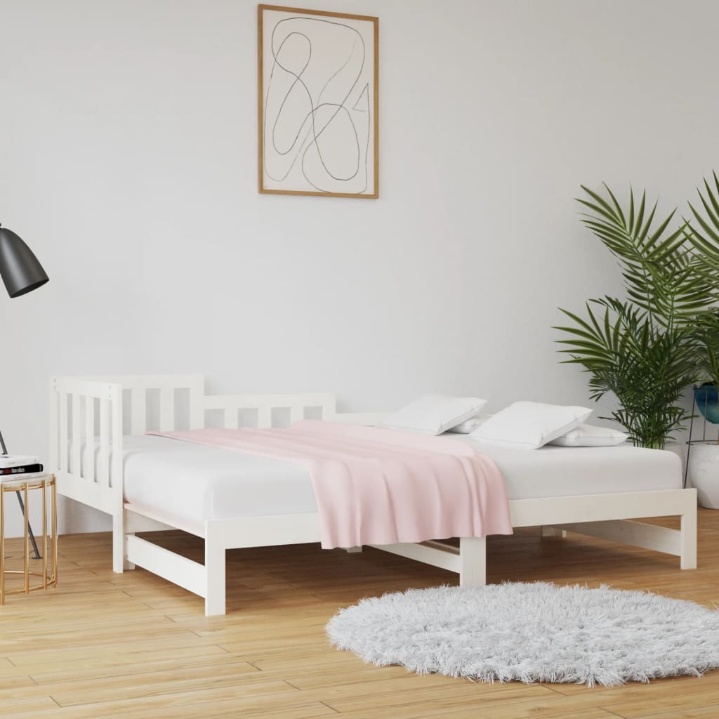 Daybed Extendable White 2*(90*190) cm Solid Pine Wood
