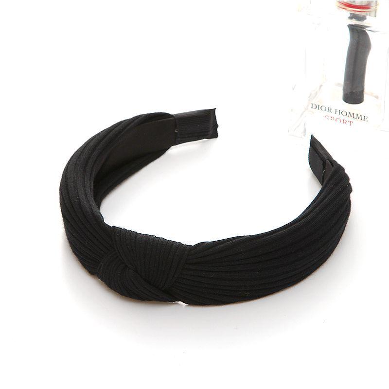 Pure Color Fabric Hair Decoration Ladies Simple Manual Production Knot Wide Edge Hair Hoop Head Hoop