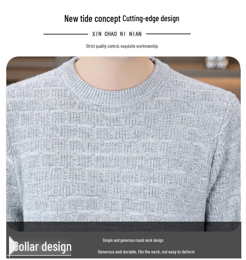 Herren Pullover aus dicker Strickware für Herbst/Winter - Hohe Qualität, Rundhals, Freizeitkleidung