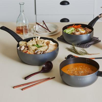 LASSIETTE KANN Induction Nonstick Wok Pan (20cm, 24cm) Dishwasher Oven Safe No PFOA Black