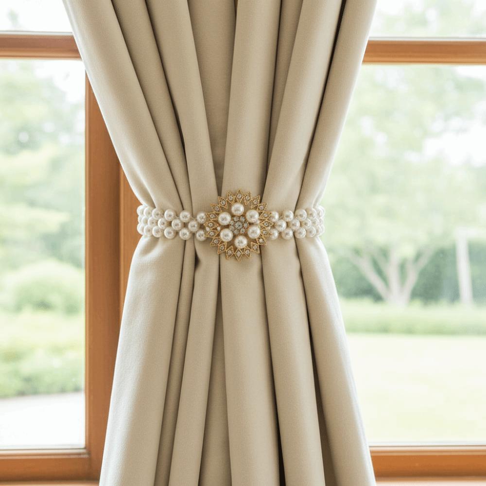 Stretch Elastic Curtain Buckle Straps Adjustable Pearl Curtain Tiebacks Curtain Decorative Accessories Curtain Strap Home Decor