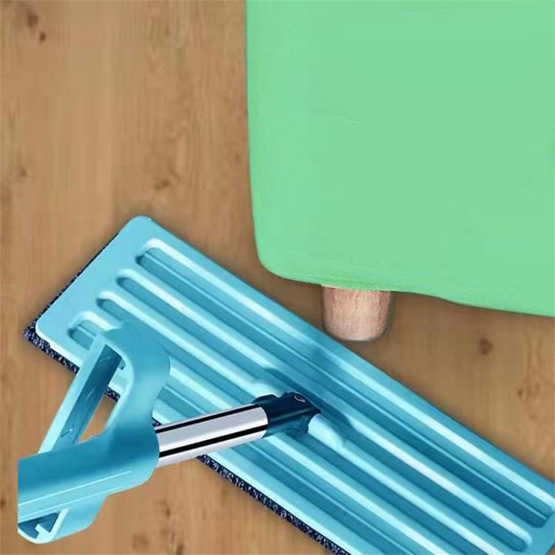Dual Floor Mop Wet Dry Use Microfiber Free Hand Washing Flat Cleaning Tile Mop For Home Use Blue