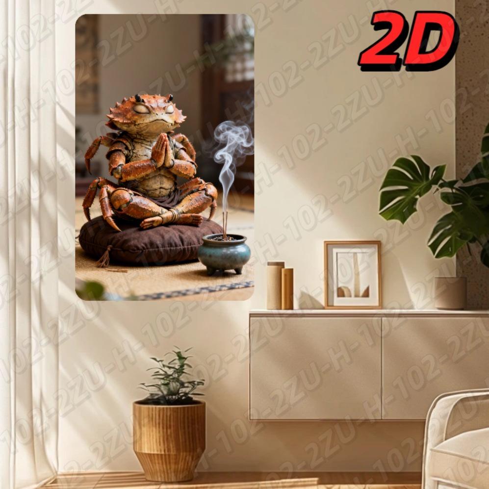 Zen Metal Wall Art Meditating Crab Incense Holder Durable Zen Home Decor for Calm Spaces 20x30cm