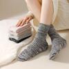 Womens Winter Faux Wool Ribbed Knit Crew Socks Thick Warm Thermal Casual Floor Slipper Socks Hosiery for Cold Weather