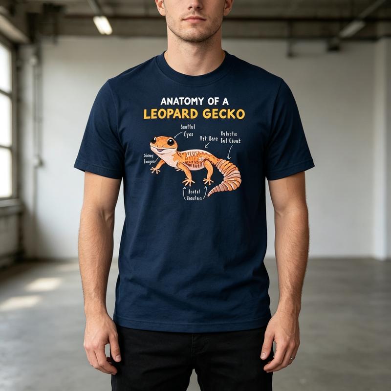 Lizard Lover Tee Leopard Gecko Anatomy Reptile Print Unisexs Casual Short Sleeve T Shirt Cotton Crew Neck Unisexs Top