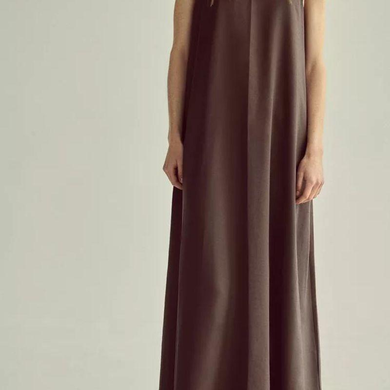 Fall and Winter New Women's Clothing Loose round Neck Sleeveless Hidden Hook Drape Long Midi Skirt Dress 4661291