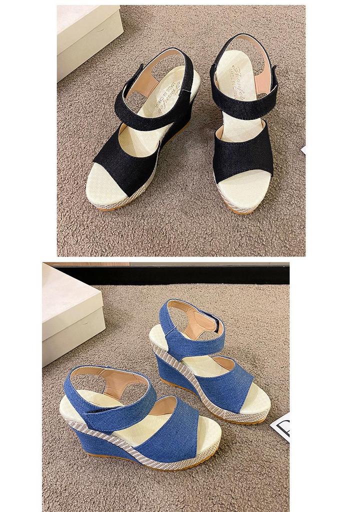 Women's Platform Wedge Peep-Toe Sandals with Round Toe High Heel for Outdoor Wear