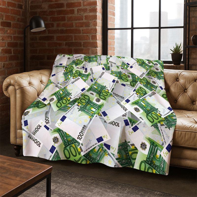 Cartoon Dollar Euro Money Rich Flannel Blanket Soft Warm Throw Blanket for Bedroom Living Room Bed Travel Camping Picnic Gift