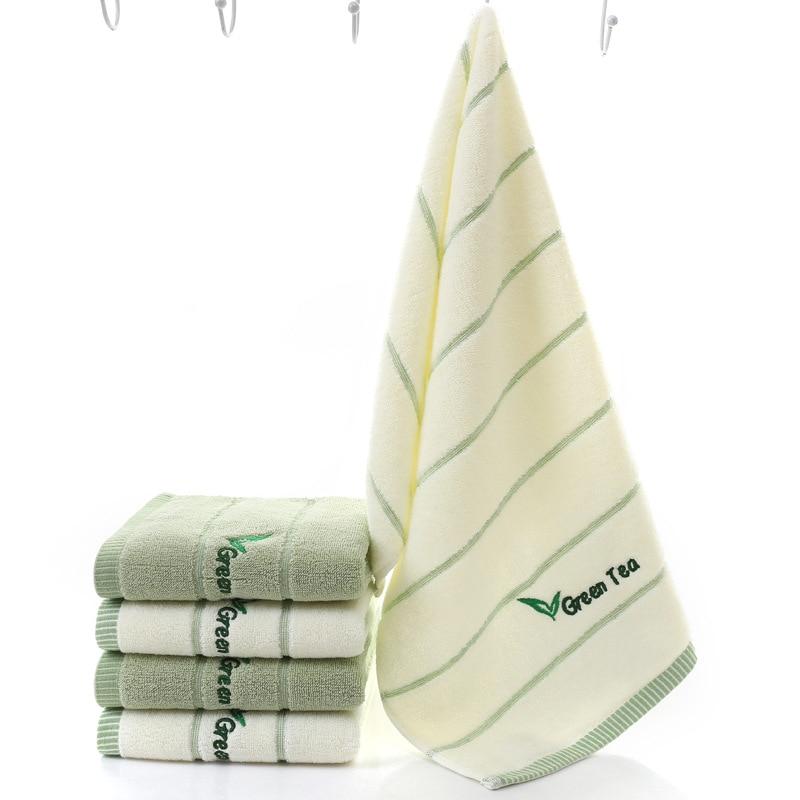 Soft Striped Green Tea Terry Towels for Adults Face Hand Towels Bathroom Camping Yoga Towel