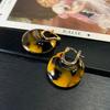 Round Resin Leopard Print Earrings Vintage Maillard Temperament Simple Design Versatile Earrings