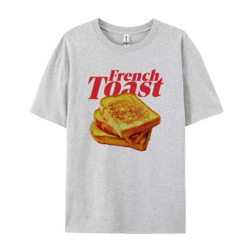 French Toast Grafik T-Shirts Retro Frühstück T-Shirt Ästhetische Streetwear Oberteile Niedliches Foodie Shirt Unisex Damen Mode Kleidung Y2k