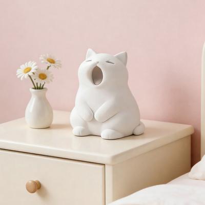 Figurine Chat Bâillant Imprimée en 3D Mignonne Petite Statue de Chat Objet de Collection Ornement Animal de Compagnie pour Décoration de Bureau à Domicile Cadeau pour Amoureux des Chats