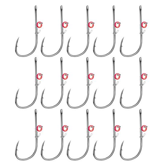 15Pcs Live Shrimp Fixing Hook Heavy Duty Carbon Steel Barbed Fishhook with Hole