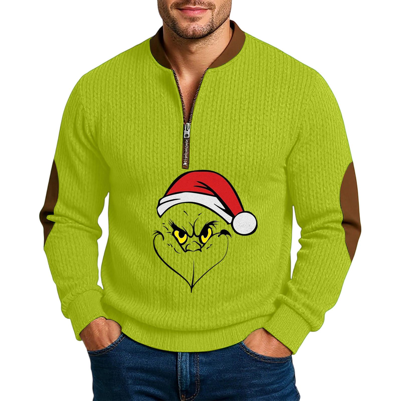 Рождественская мужская повседневная толстовка с длинным рукавом на молнии для улицы XL жёлтый