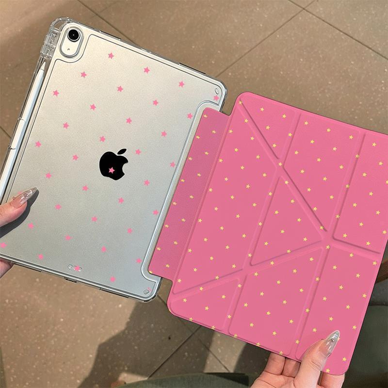 Étui Rose Étoile Jaune Pour iPad Pro 11 12.9 13 A16 M2 M4 M3 M5 Coque 9.7 10.2 5/6/7/8/9/10/11ème Mini Air 3 4 5 6 Housse iPad Mini 4 5 7.9in