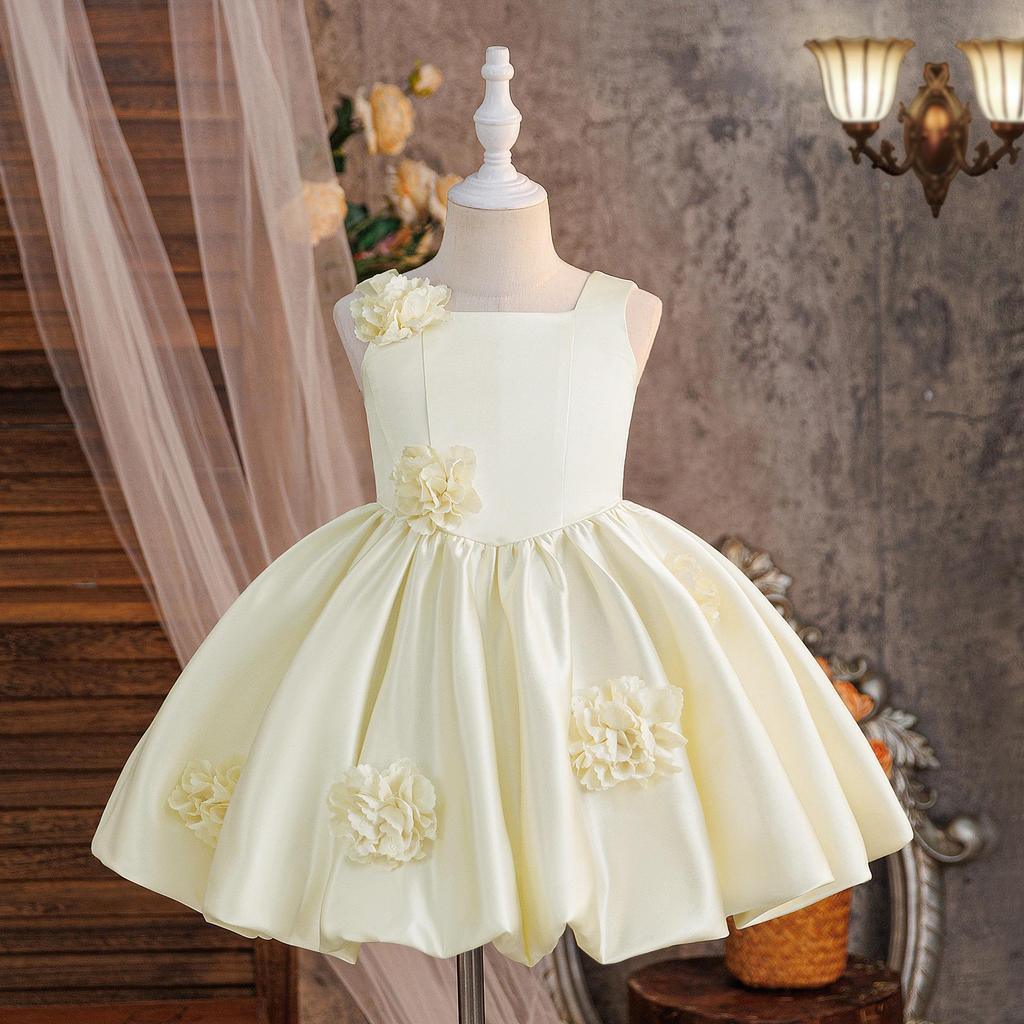 Girls' 3D Floral Princess Dress for Weddings, Fashion Shows, Stage, or Piano Performances