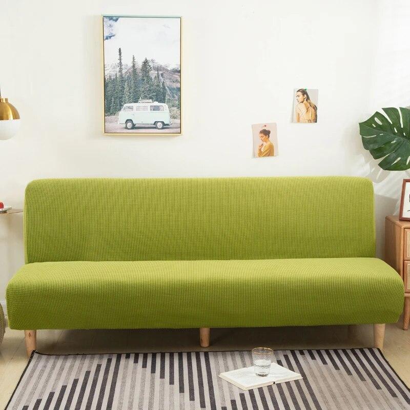 Polar Fleece Armless Sofa Bed Cover Elastic Without Armrest Sofa Bed Covers Anti-Slip Sofa Slipcover For Living Room Home Hotel