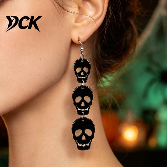 Lightweight Bat Pumpkin Skeleton Dangle Jewelry 1 Pair Halloween Earrings for Women, Acrylic Gothic Earrings, Creative Printed Spooky Drop Party