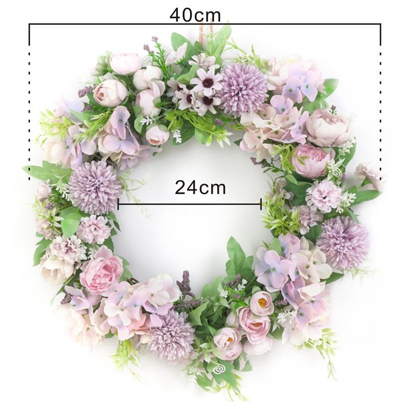 Forest Style Colorful Flower Wreath: Door Decoration & Photography Prop with Peony & Hydrangea - Perfect for Weddings & Shop Windows.