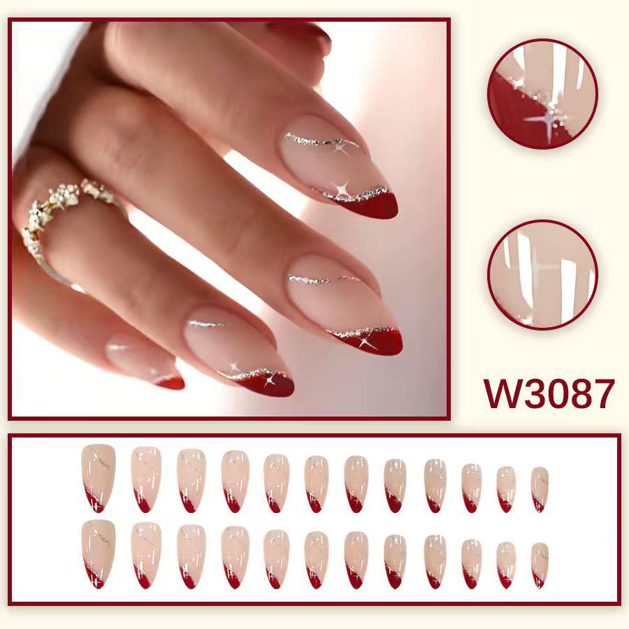 Elegant Neutral French Glitter Press-On Nails: Skin-Brighening Nail Art Tips