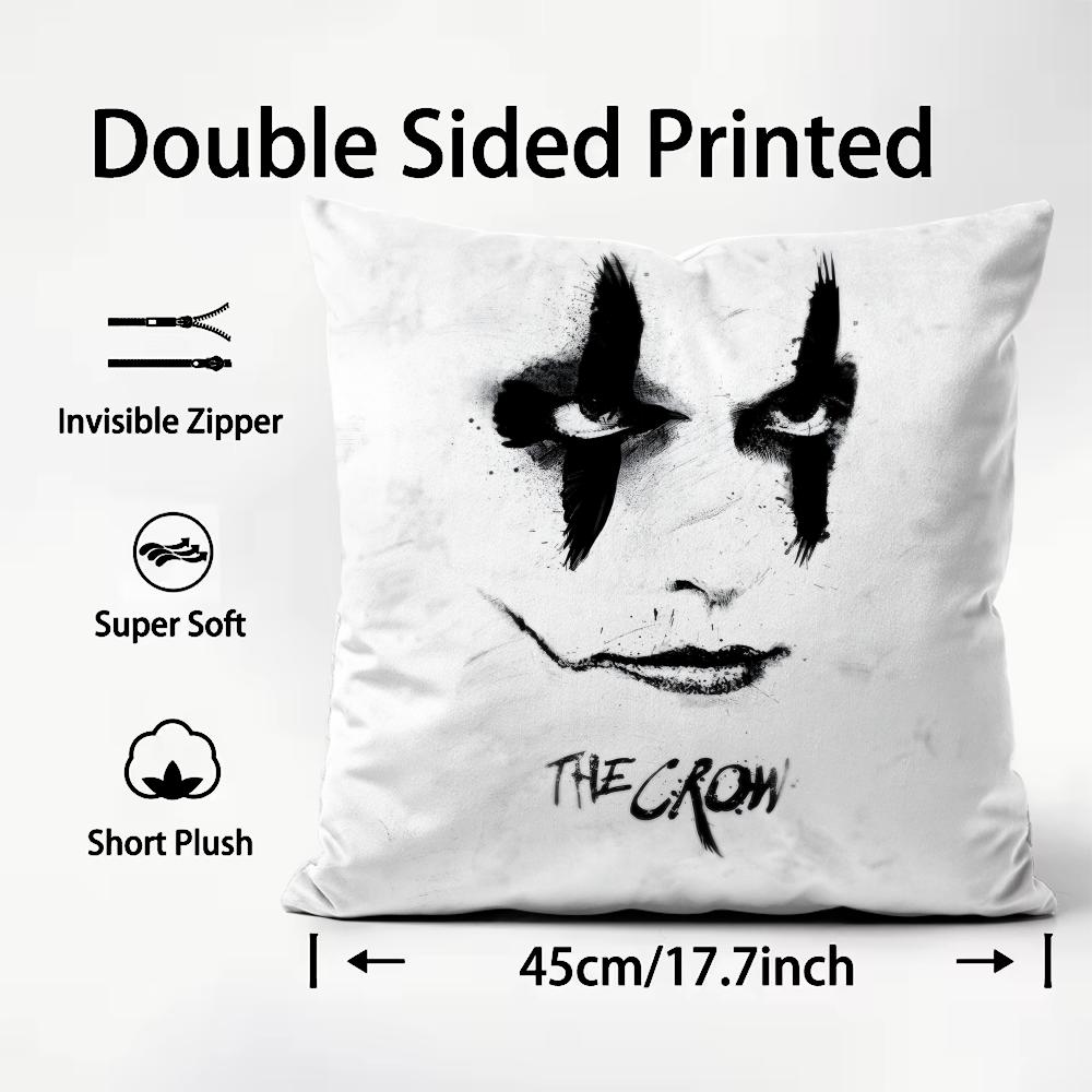 TThe CCrow Movie Cushion Cover Plush Fabric Soft DoubleSided Printed Sofa Warm Winter Home Child Gift Pillow Case