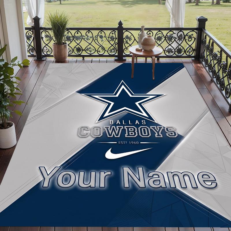 Custom Text Printed Rug Dallas Cowboys Non Slip Floor Carpet For Home Room Decor