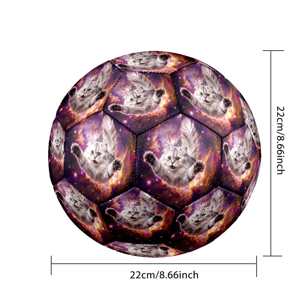 Galaxy Cat Dog Indoor Soccer Ball Size 5 Colorful All Ages Machine Stitched PVC Competition Ready Durable High-Bounce
