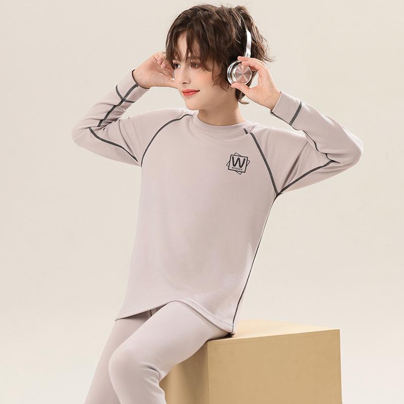 Boys' German Velvet Thermal Underwear Set with Fleece Lining for Teens & Big Kids - Autumn/Winter