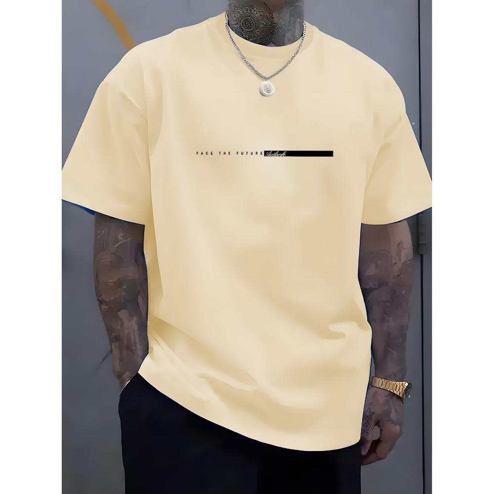 The new men s T-shirt for the summer of 2026 is fashionable casual and simple The 3D letter print is soft and comfortable M
